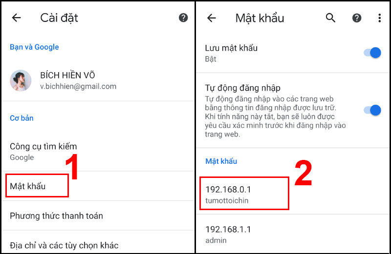 Chọn link muốn xem mật khẩu